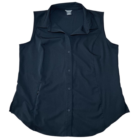 Eddie Bauer Women's Tech Collared, Button Down, Sleeveless Trail Shirt, Size LG - Picture 1 of 6